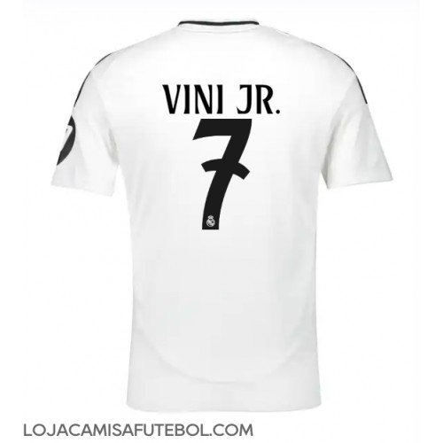 Camisa de Futebol Real Madrid Vinicius Junior #7 Equipamento Principal 2024-25 Manga Curta